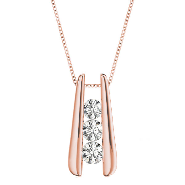 14K Rose Gold Lab Diamond 3-Stone Pendant