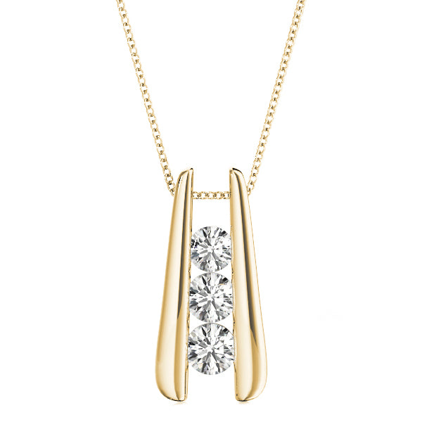14K Yellow Gold Lab Diamond 3-Stone Pendant