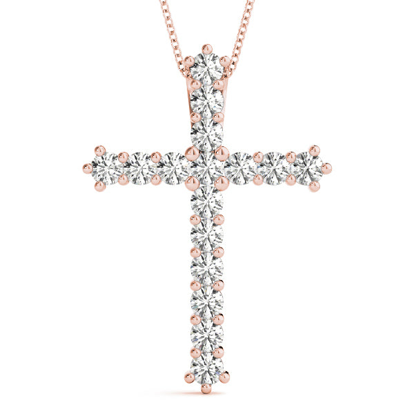 Rose Gold 3/4 CT Diamond Cross Pendant
