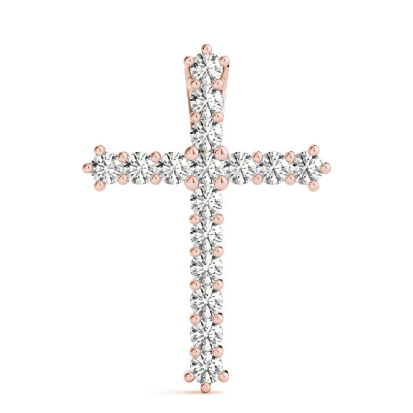 Rose Gold 3/4 CT Diamond Cross Pendant