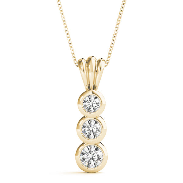 14K Yellow Gold Lab Diamond 3-Stone Pendant