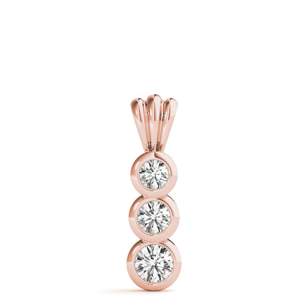 14K Rose Gold Diamond Three-Stone Pendant
