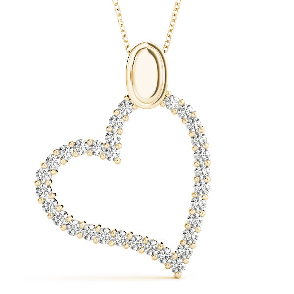 14K Yellow Gold Multi-Diamond Heart Pendant
