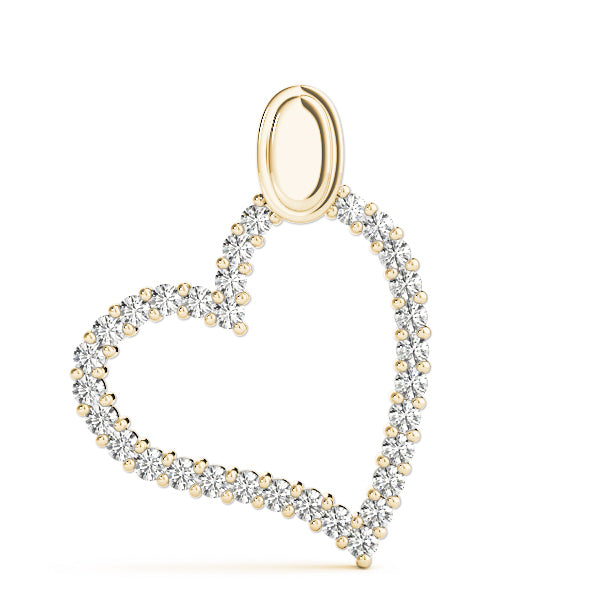 14K Yellow Gold Multi-Diamond Heart Pendant