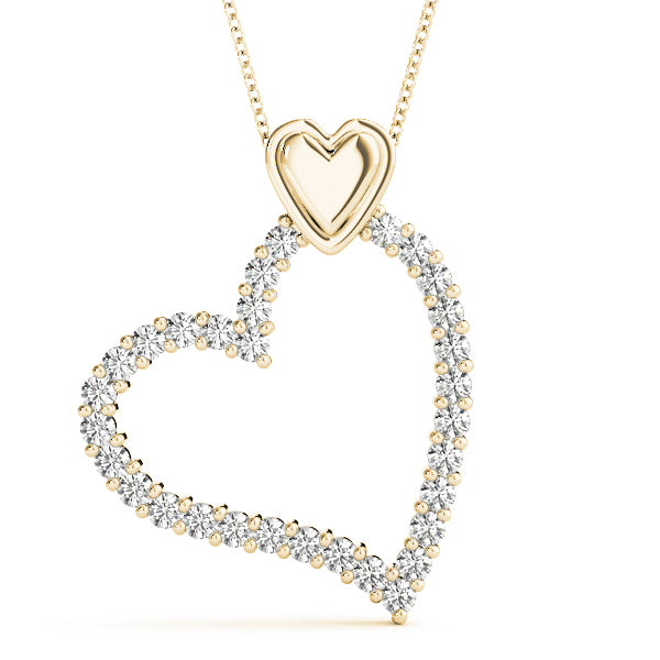 14K Yellow Gold Multi-Diamond Heart Pendant
