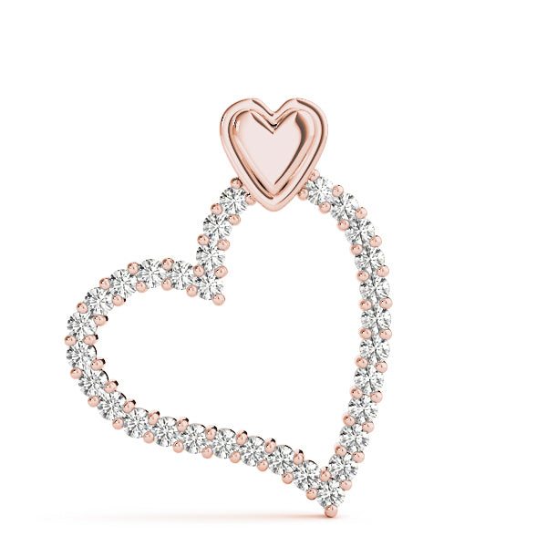 14K Rose Gold Multi-Diamond Heart Pendant