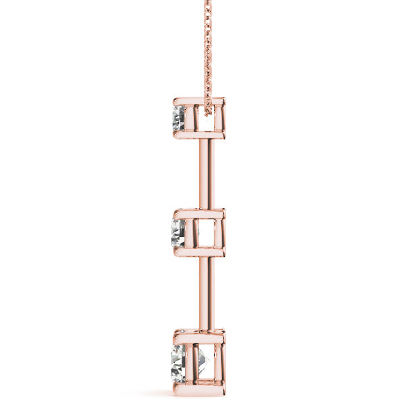 Rose Gold Lab Diamond 3-Stone Pendant 0.5ctw