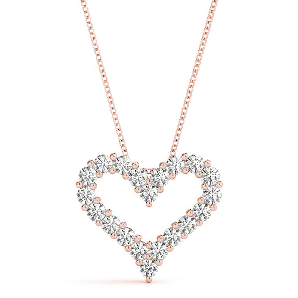 14K Rose Gold Diamond Heart Pendant