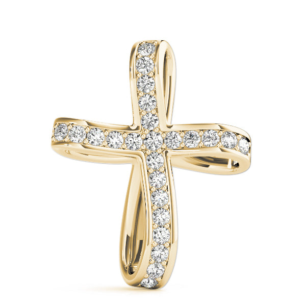 14K Yellow Gold Diamond Cross Pendant Jewelry