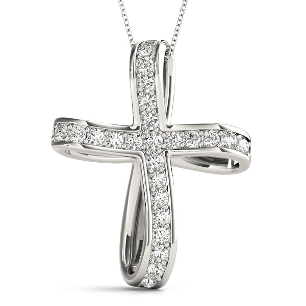 14K Gold Diamond Religious Cross Pendant