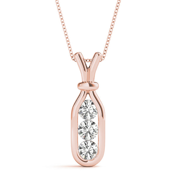 Rose Gold 3-Stone Lab Diamond Pendant