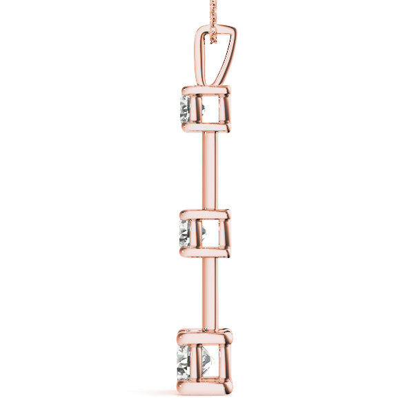 14K Rose Gold 1 CT Diamond Three-Stone Pendant