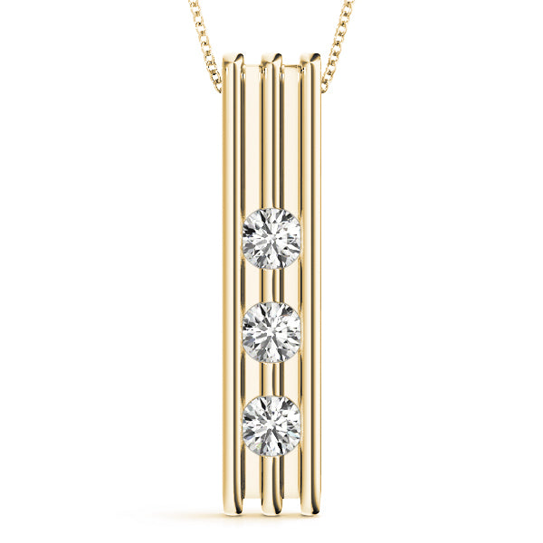 14K Yellow Gold 1/2 ct Diamond 3-Stone Pendant
