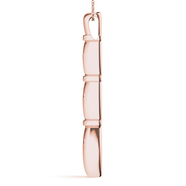 14K Rose Gold Diamond Three Stone Pendant Necklace
