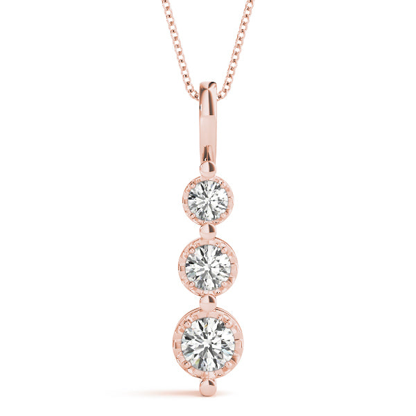 Rose Gold Lab Diamond 3-Stone Pendant 0.40ctw