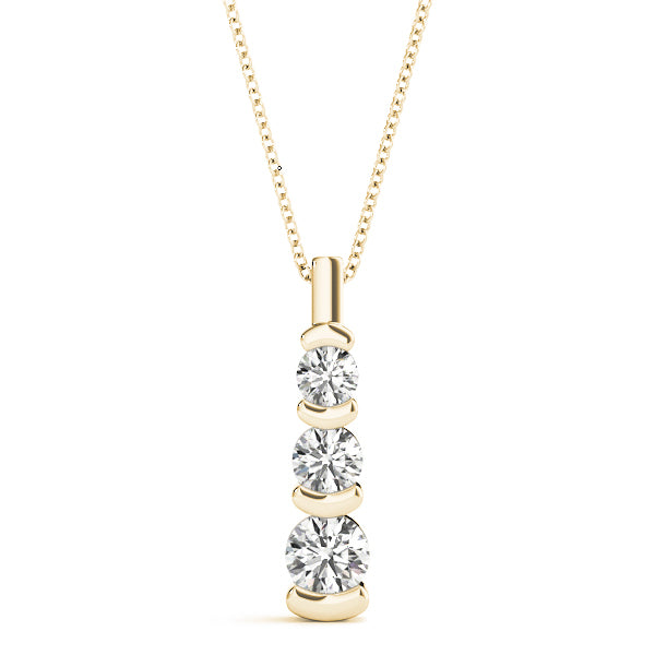 14K Yellow Gold Lab Diamond 3-Stone Pendant