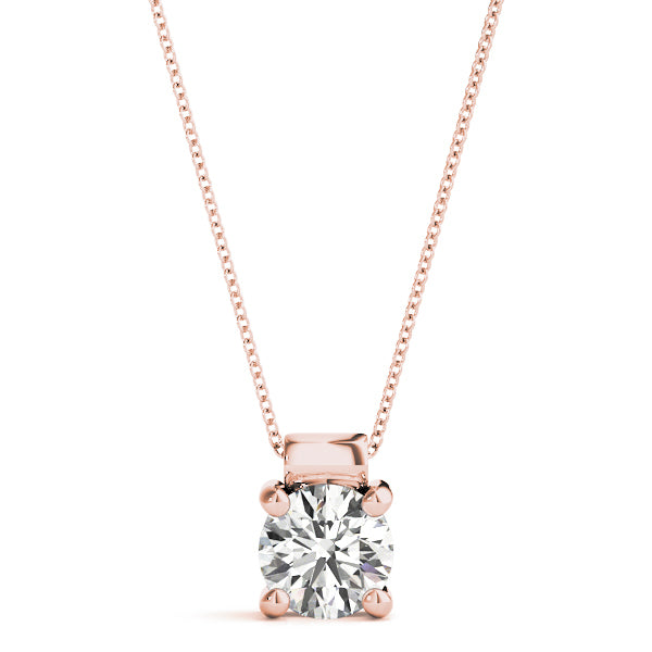 1 CT Lab Diamond Rose Gold Solitaire Pendant