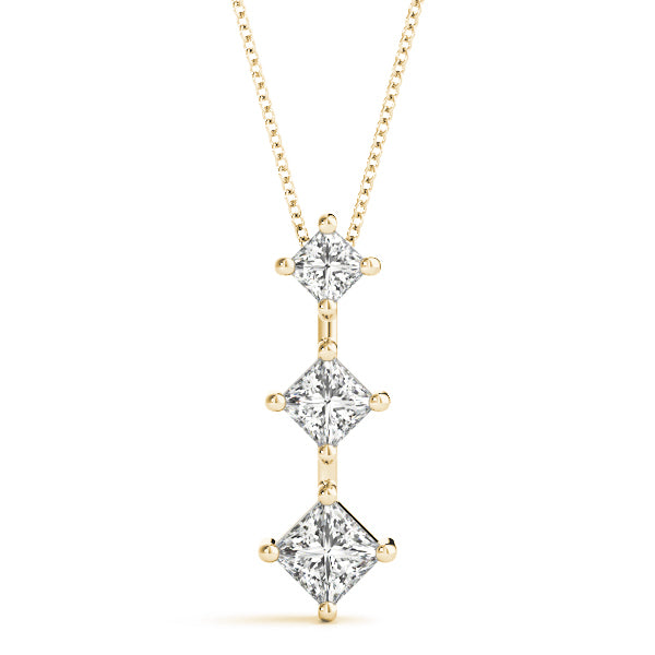 14K Yellow Gold Lab Diamond 3-Stone Pendant