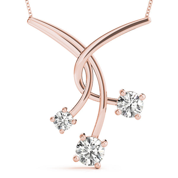 14K Rose Gold 1 CT Diamond Three-Stone Pendant