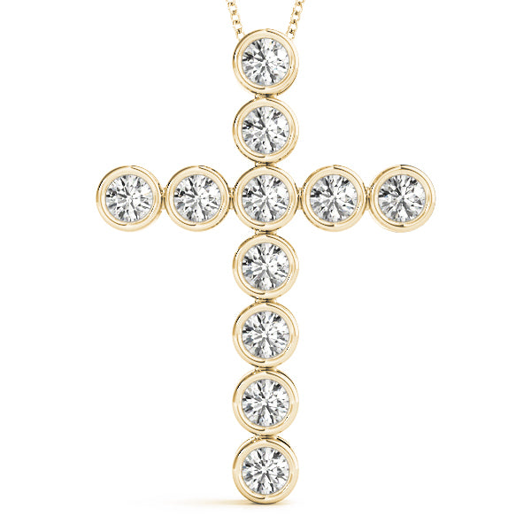 14K Yellow Gold Diamond Cross Pendant