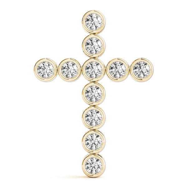 14K Yellow Gold Diamond Cross Pendant