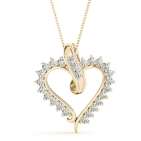 14K Yellow Gold Diamond Heart Pendant