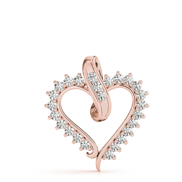 14K Rose Gold Multi-Diamond Heart Pendant