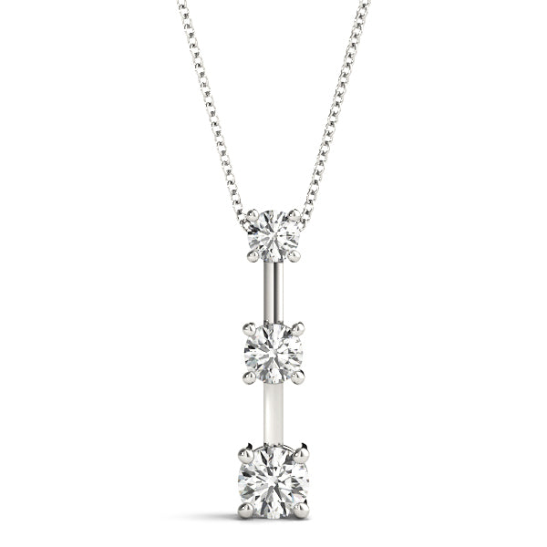 14K Gold Lab Diamond 3-Stone Pendant