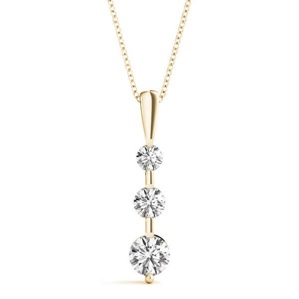14K Yellow Gold Lab Diamond 3-Stone Pendant
