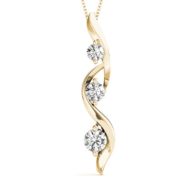 14K Yellow Gold Lab Diamond 3-Stone Pendant