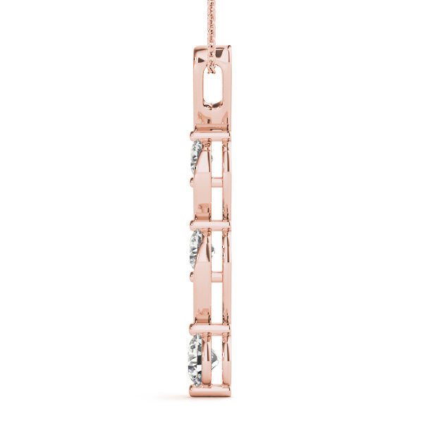 14K Rose Gold Lab Diamond 3-Stone Pendant