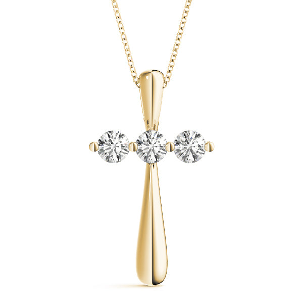 Diamond Religious Cross Pendant - 14K Yellow Gold