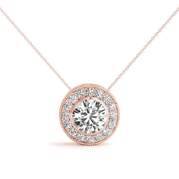 14K Rose Gold Diamond Halo Pendant - 3.5 ctw
