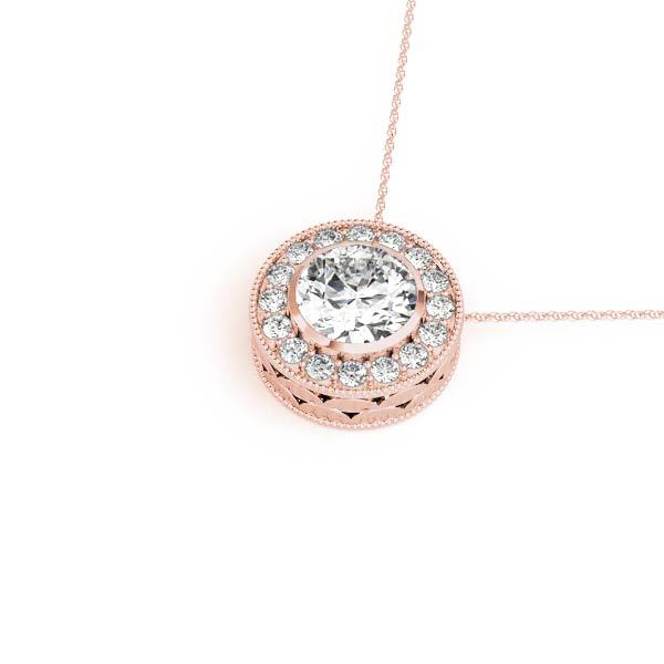 14K Rose Gold Diamond Halo Pendant - 3.5 ctw