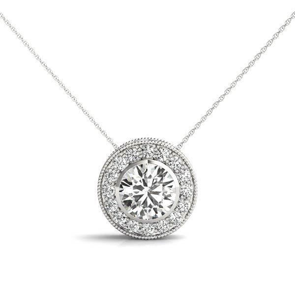 Platinum Round Diamond Halo Pendant