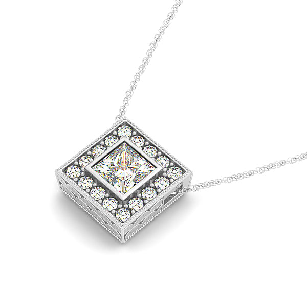 Round Diamond Halo Pendant | 24 Stones
