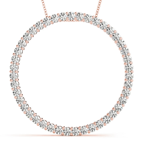 Rose Gold Circle Diamond Pendant Jewelry