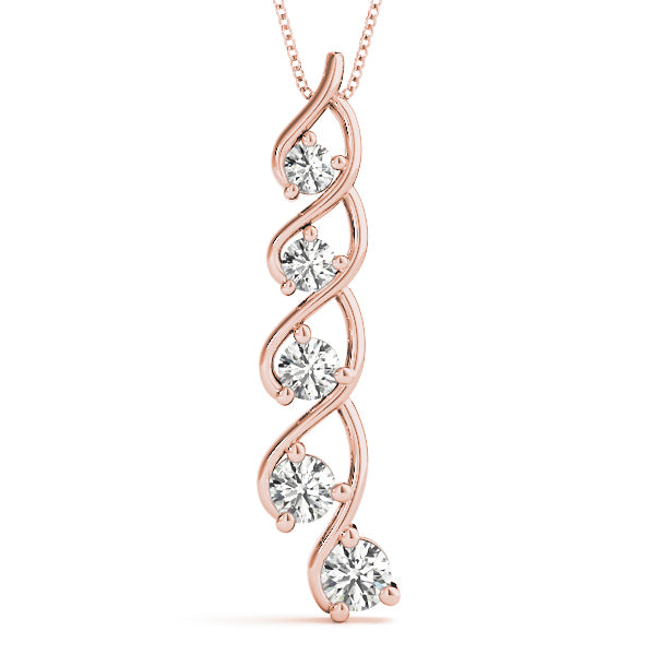 14K Rose Gold 1 CT Diamond Journey Pendant
