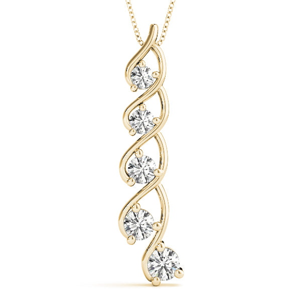 14K Yellow Gold Round Diamond Journey Pendant