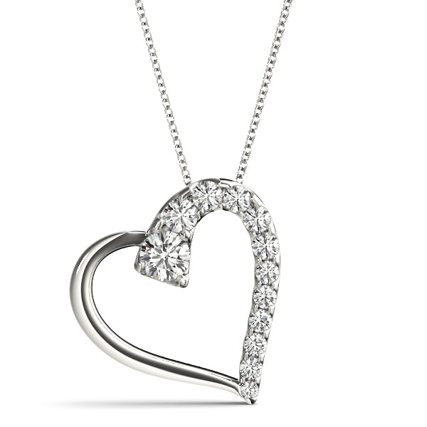Lab Diamond Heart Pendant in 14K White Gold