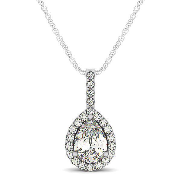 Diamond Halo Pendant in 14K White Gold