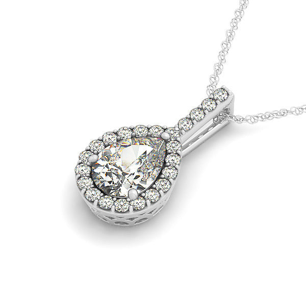 Diamond Halo Pendant in 14K White Gold