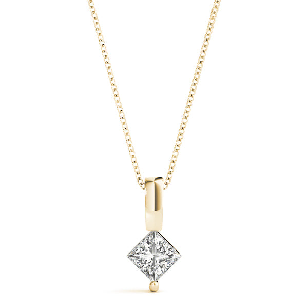 14K Yellow Gold 0.75 CT Square Diamond Pendant