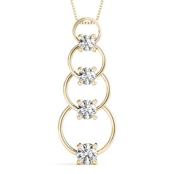 14K Yellow Gold Round Diamond Journey Pendant