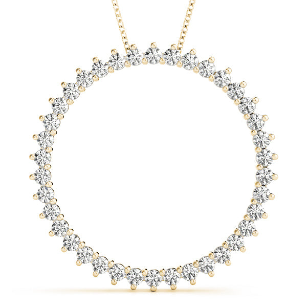 14K Yellow Gold Multi-Diamond Circle Pendant