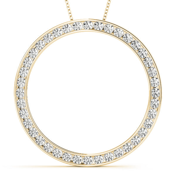 14K Yellow Gold Multi-Diamond Circle Pendant