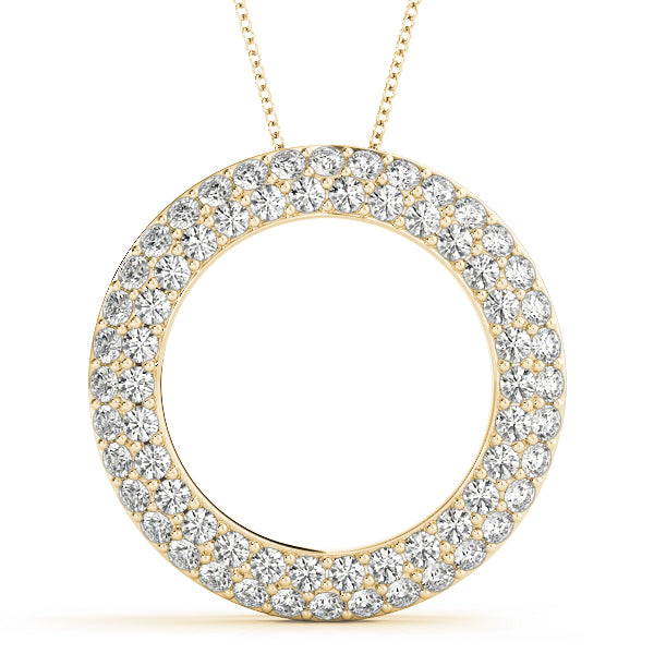 14K Yellow Gold Round Diamond Circle Pendant