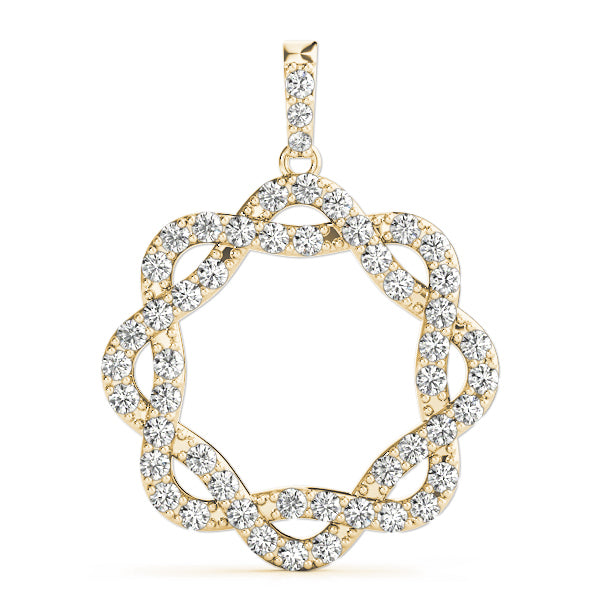 14K Yellow Gold Round Diamond Circle Pendant