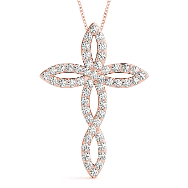 Rose Gold Diamond Cross Pendant | Religious Jewelry