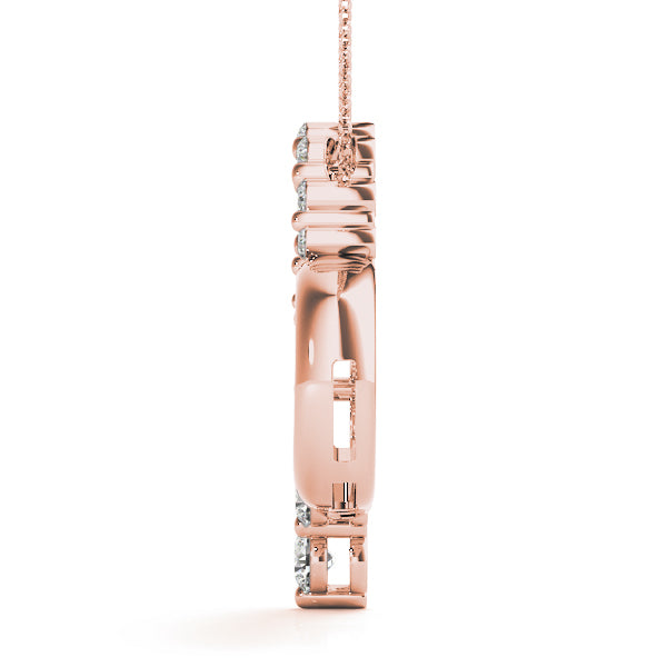 14K Rose Gold Diamond Cluster Fashion Pendant